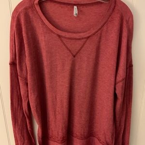red waffle long sleeve shirt